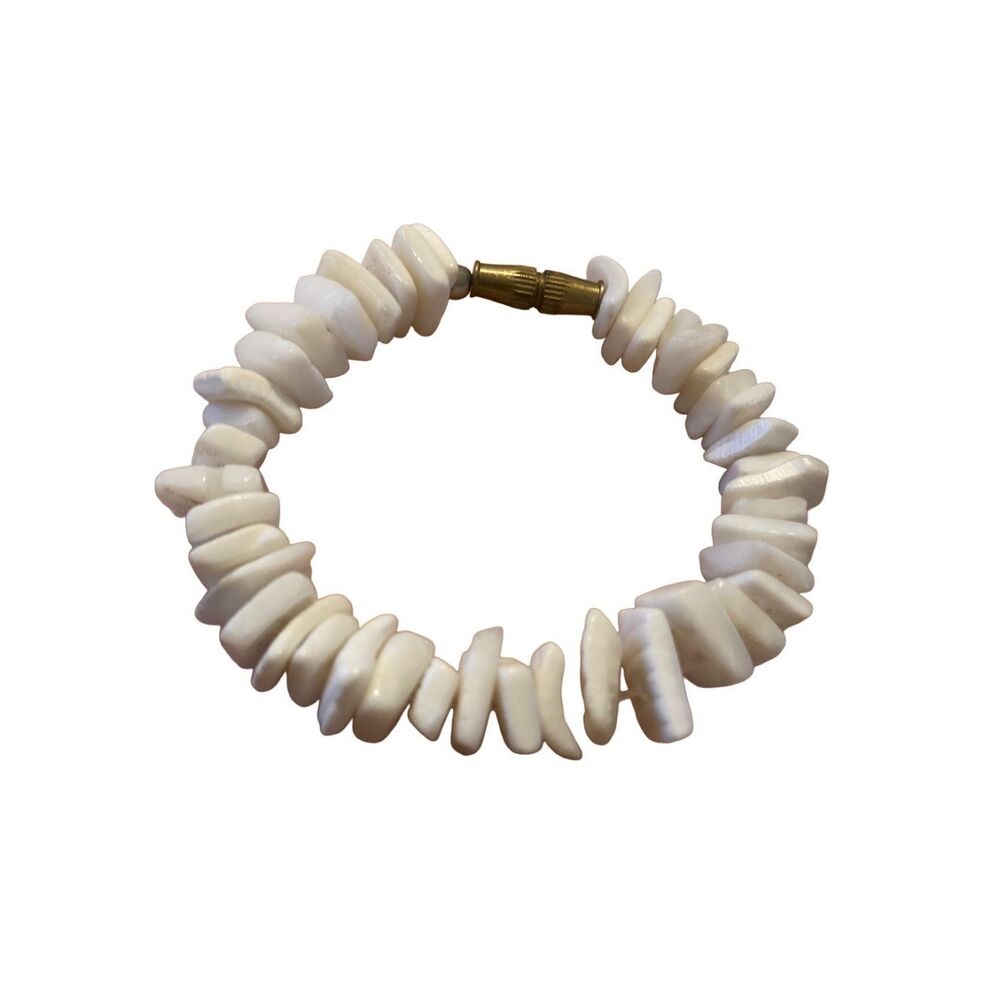 Vintage Puka Shell Bracelet For Baby Doll Toy Coastal Beach Surfer Vacation